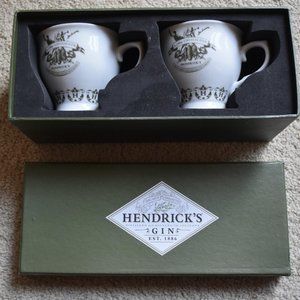 SET OF TWO HENDRICK'S GIN TEACUPS IN GIFT BOX - A MOST UNUSUAL GIN-NEW, …